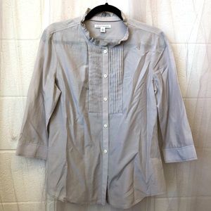Banana Republic Greige Silk-blend Blouse with Ruffled Collar